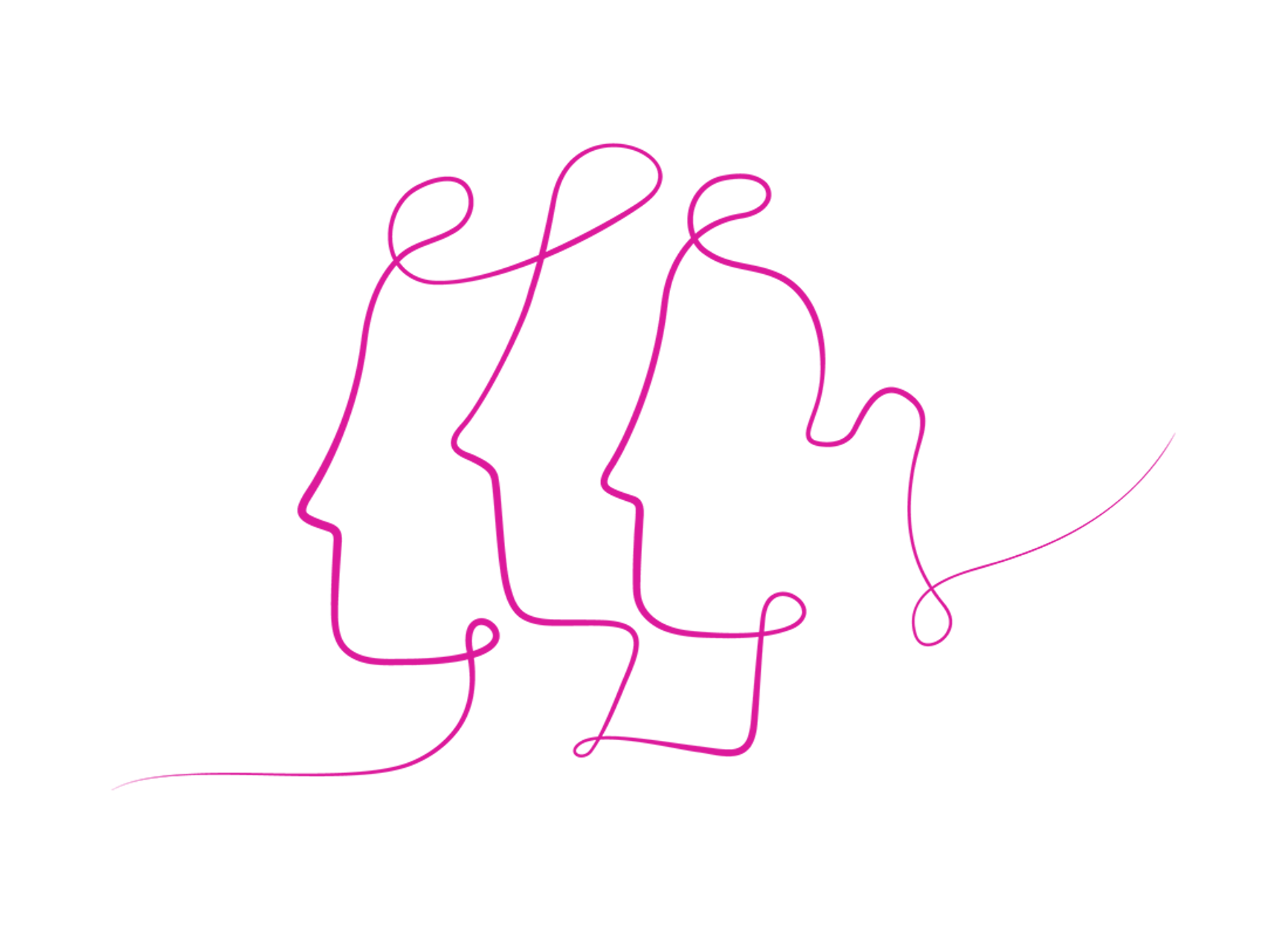 Illustration of three peoples facial profiles