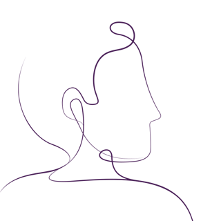 Purple line-drawing, the outline of profile headshot
